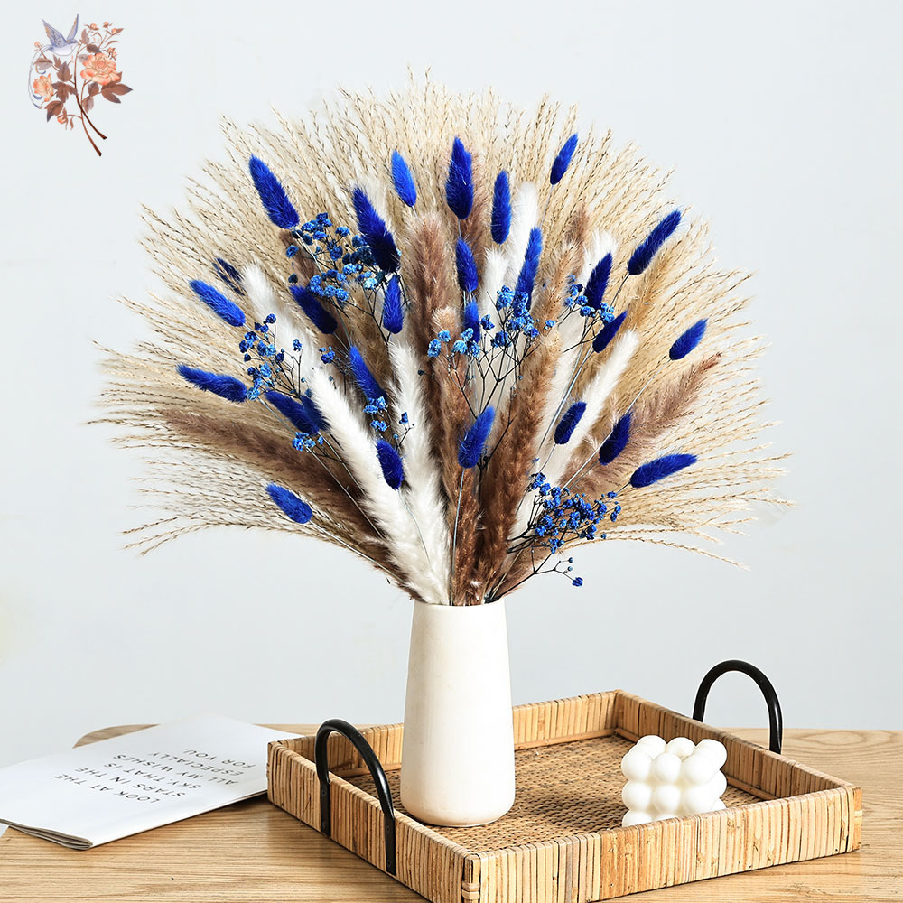 Dried Flower Bulk - 70 Gałązek Niebieskiego Puszystego Króliczego Ogonu