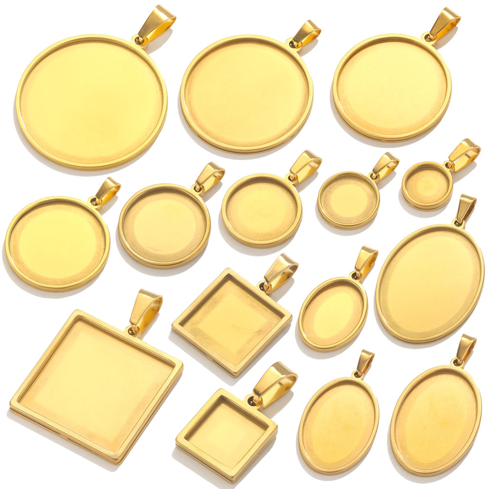 Bezels Set Pendant - 5 sztuk wisiorek ze stali nierdzewnej