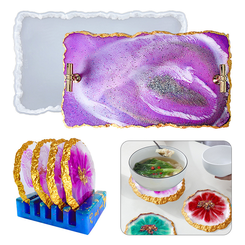 Serving Tray Mold - DM413 Drusy Coaster Forma żywiczna Geode