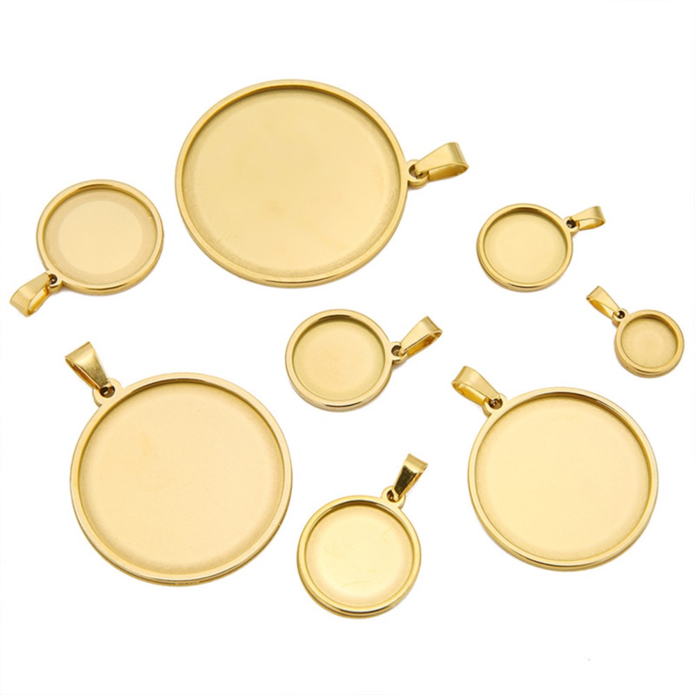 Bezels Set Pendant - 5 sztuk/partia okrągła podstawa z kaboszonem
