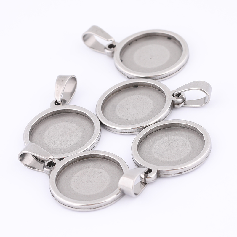 Bezels Set Pendant - 10 sztuk 15mm okrągły Cabochon ustawienia