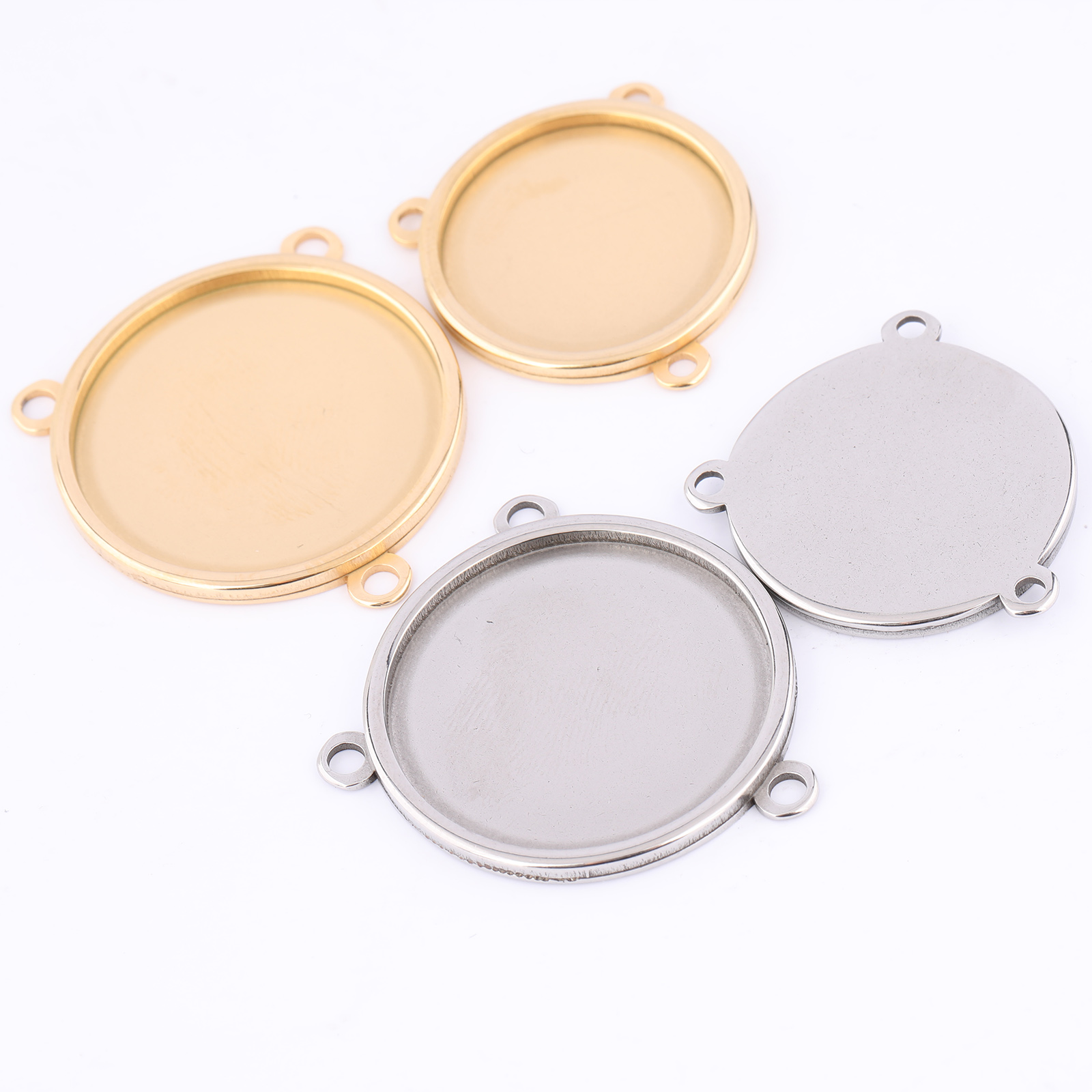 Bezels Set Pendant - 5 szt. Stal nierdzewna pozłacana 16mm