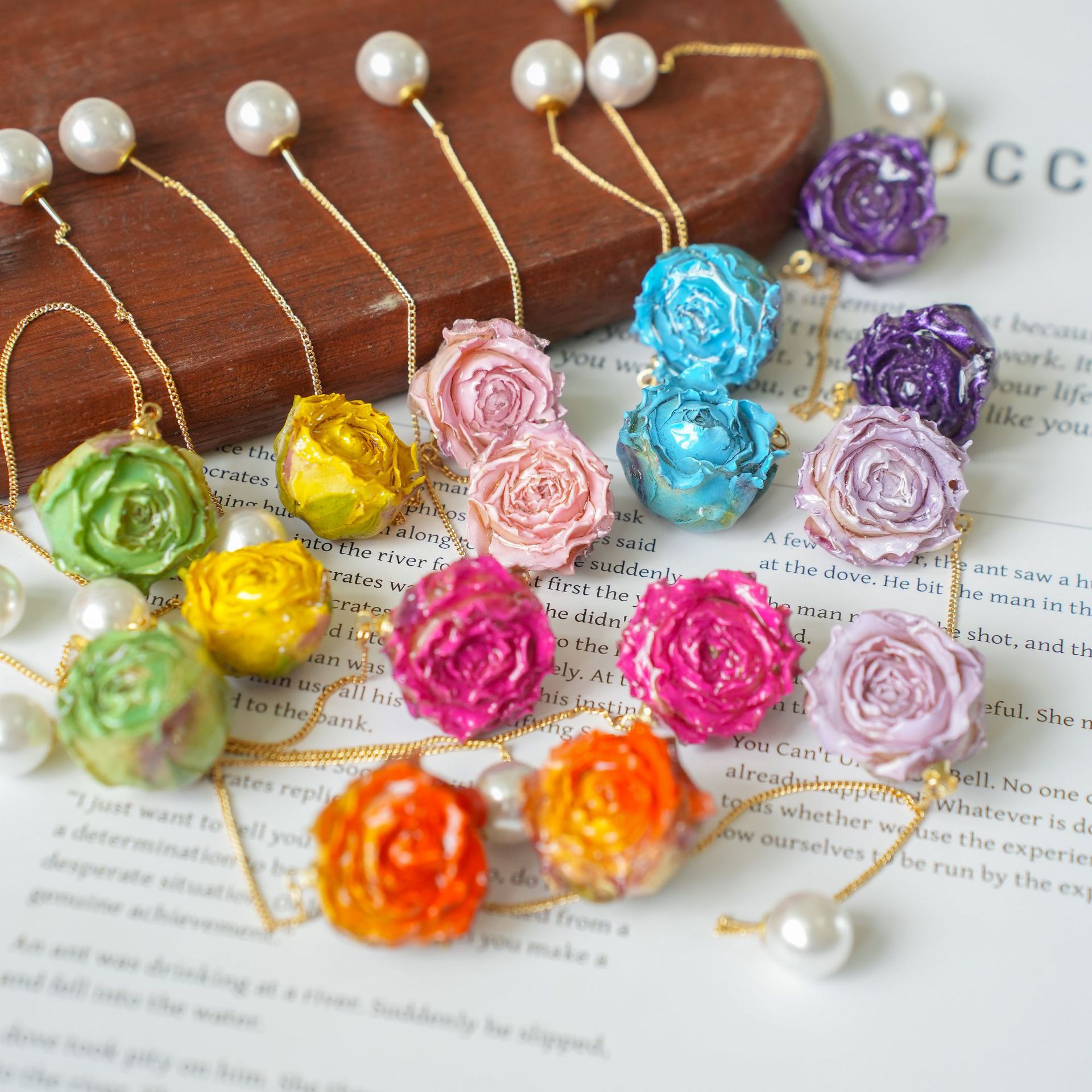 Flower Preservation Resin - Seria Kolczyków z Konserwowanymi Różami Eleganckie